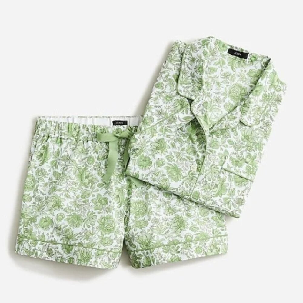 J. Crew Cotton Poplin Short-Sleeve Pajama Set in Tossed Floral 3X